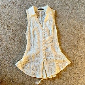 Mustard Seed white corset lace up top